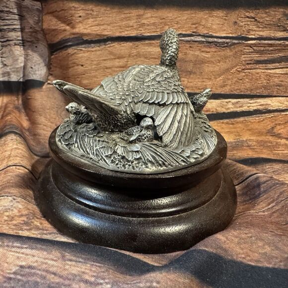 Ringneck Pheasant Hen and Chicks 1977 Chilmark Fine Pewter Signed and Numbered - Picture 3 of 8